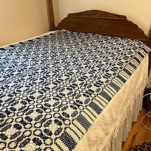 Antique Blue/White Two Panel Coverlet