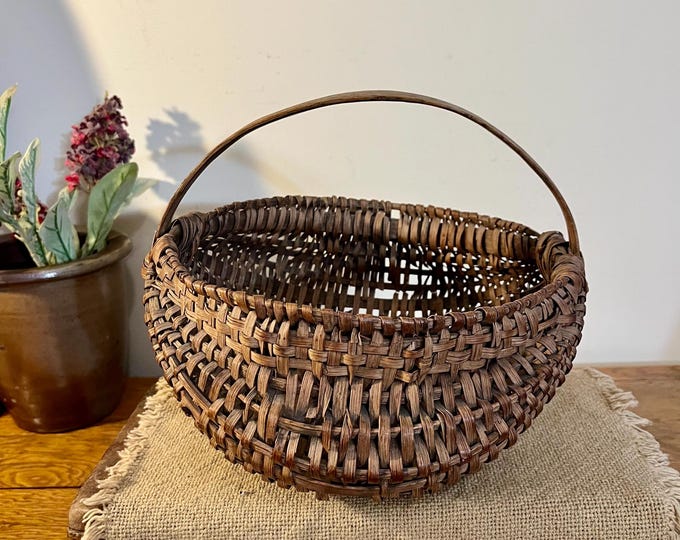 Split Reed Basket Antique Split Reed Wooden Basket - Etsy