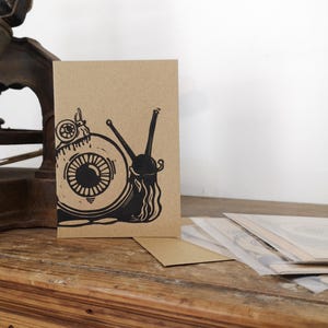 Carte escargot linogravure