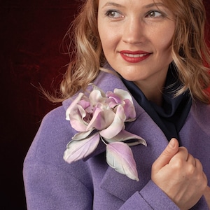 Purple flower pin • Floral brooch pin • Fabric brooch