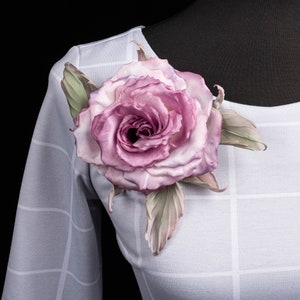 Pink Flower pin • Silk rose brooch • Rose hair clip