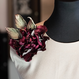 Silk Brooch Rose • Burgundy Brooch • Flower Accessories