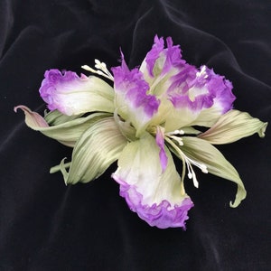 Iris brooch Purple flower pin Silk flower brooch Iris pin image 3