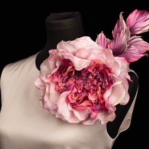 Large Flower Hair Clip Silk flower fascinator Extra large silk flower brooch image 8