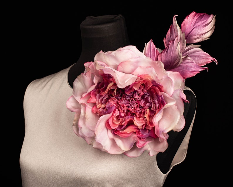 Large Flower Hair Clip Silk flower fascinator Extra large silk flower brooch image 8