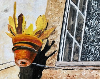 Pintura al óleo original "Encaje de Óbidos"