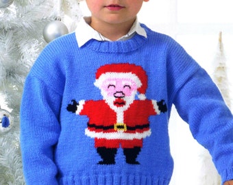 Vintage Christmas Knitting Pattern  Christmas Sweater  Santa  Jumper Pullover  PDF Instant Download DK 20-30 ins chest Boy Girl Baby Toddler