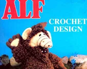Vintage Crochet Pattern  ALF the Alien Friend  Extraterrestrial  Retro Soft Toy Christmas Birthday Gift