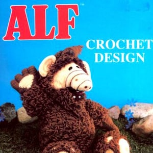 May include: A crochet pattern for making a plush toy of ALF, the alien character from the 1980s television show. The pattern is titled "ALF Crochet Design".