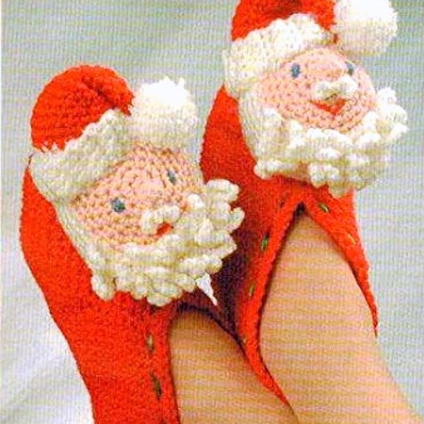 Vintage Christmas Crochet Pattern   Christmas Slippers Santa Snowman Father Christmas Halloween Thanksgiving Slipper Socks Bazaar Craft Fair