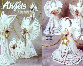 RETIREMENT SALE *** Vintage Crochet Pattern  Angels Seven Designs  Christmas Tree Mantel Table Decorations Holiday Ornament Tree Trims