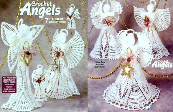 RETIREMENT SALE *** Vintage Crochet Pattern  Angels Seven Designs  Christmas Tree Mantel Table Decorations Holiday Ornament Tree Trims