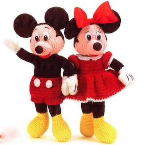 Vintage Crochet Pattern  Mickey and Minnie Mouse Dolls  Vintage Soft Toy Pattern Retro Baby Toys
