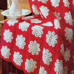 Vintage Crochet Pattern  for Christmas Snowflake Afghan Throw Blanket  Retro Keep Warm this Winter