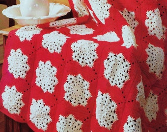 Vintage Crochet Pattern  for Christmas Snowflake Afghan Throw Blanket  Retro Keep Warm this Winter