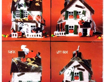 RETIREMENT SALE *** Plastic Canvas Pattern Haunted House Halloween Holiday Decorations Party Decor  Sign Wreath Trick or Treat Pumpkin Ghost