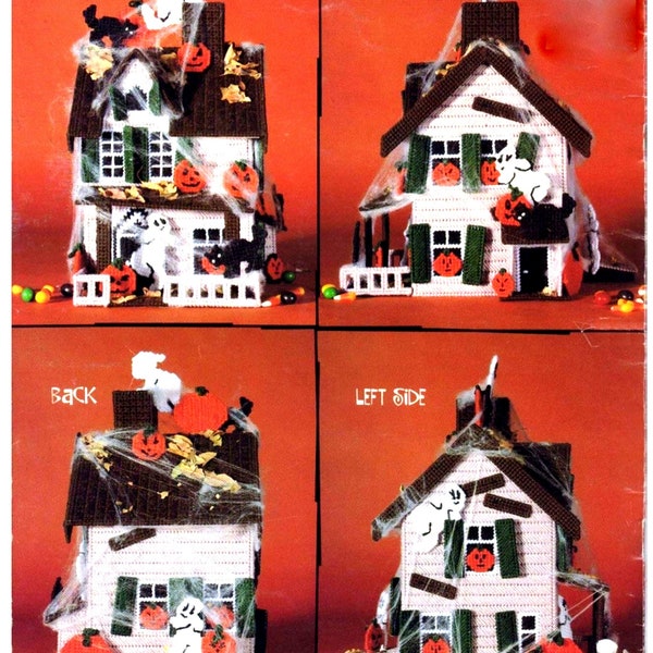 Plastic Canvas Pattern   Haunted House Halloween Holiday Decorations Party Decor  Sign Plant Pokes Wreath Trick or Treat Pumpkin Ghost