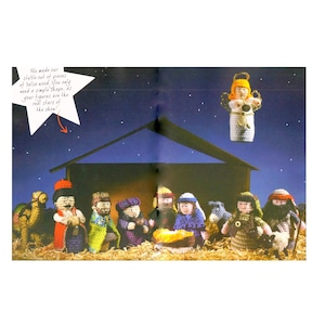 Vintage Crochet Pattern Christmas Nativity Holy Family Wise Men Shepherds Angel Sheep Donkey Camel Manger Tree Trims