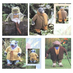 Vintage Knitting Pattern PDF Wind in the Willows Toad Badger Ratty Mole Soft Toy and Sweaters