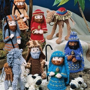 RETIREMENT SALE *** Vintage Crochet Pattern Christmas Nativity Scene Christmas Decorations Creche Angel Donkey Camel  Tree Trim