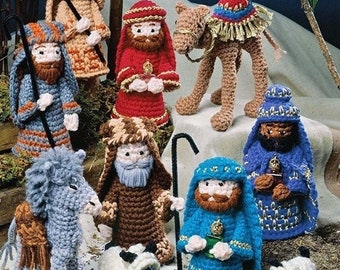 Vintage Crochet Pattern Christmas Nativity Scene Christmas Decorations Creche Angel Donkey Camel Holiday Decoration Tree Trim