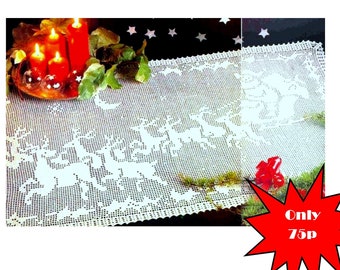 PDF Vintage Crochet Pattern CHART  The Night Before Christmas Table Runner Filet Lace  Holiday Decor Decoration Ornament Only 75p