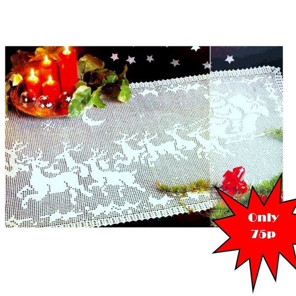 PDF Vintage Crochet Pattern CHART  The Night Before Christmas Table Runner Filet Lace  Holiday Decor Decoration Ornament Only 75p