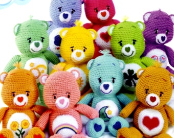 Carebear Care Bears Soft Toy Teddy 10 designs Amigurumi Vintage Crochet Pattern  PDF