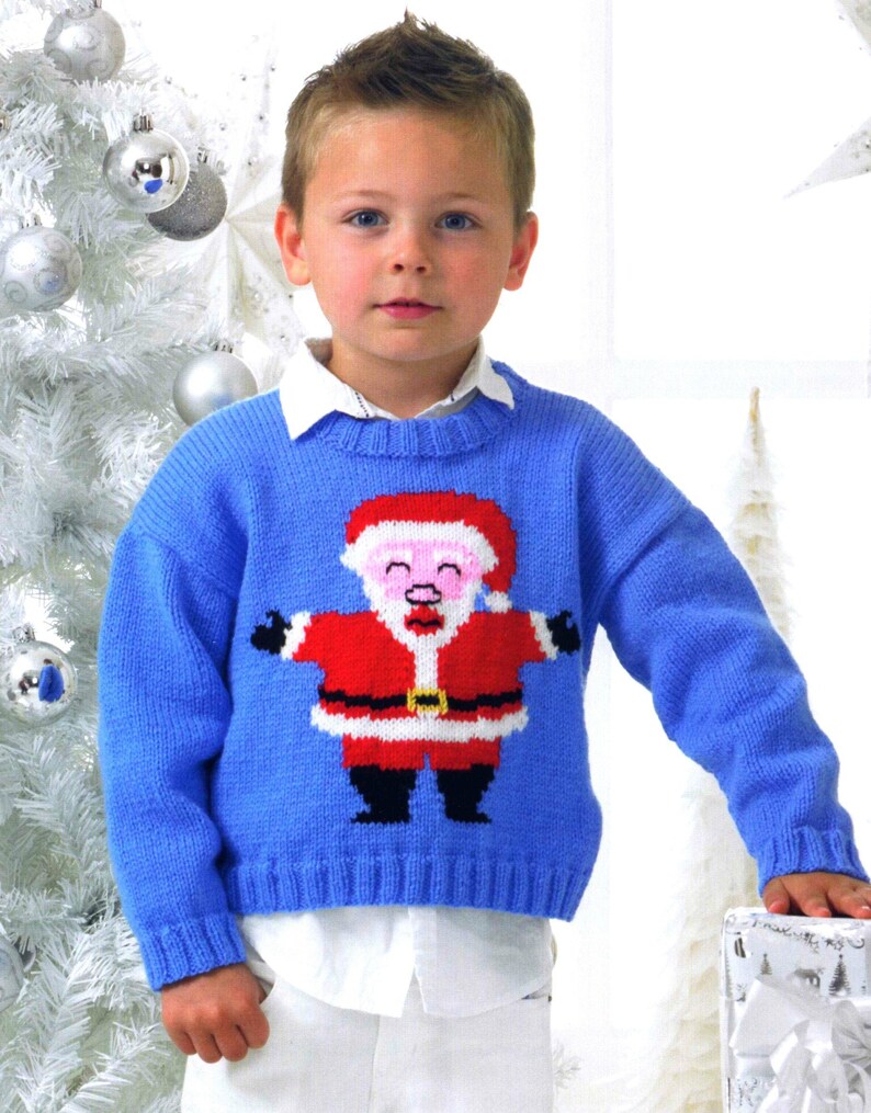 Vintage Christmas Knitting Pattern Christmas Sweater Santa Etsy