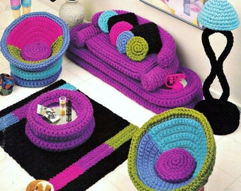 RETIREMENT SALE *** Vintage Crochet Pattern PDF  Fashion Doll Home Decor Barbie Sindy House Furniture Living Room 1970s interior Design