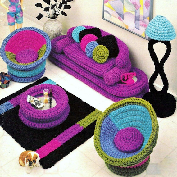 RETIREMENT SALE *** Vintage Crochet Pattern PDF  Fashion Doll Home Decor Barbie Sindy House Furniture Living Room 1970s interior Design