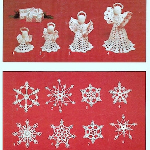 Vintage Crochet Pattern  Snowflakes and Angels Christmas Tree Decorations Ornaments