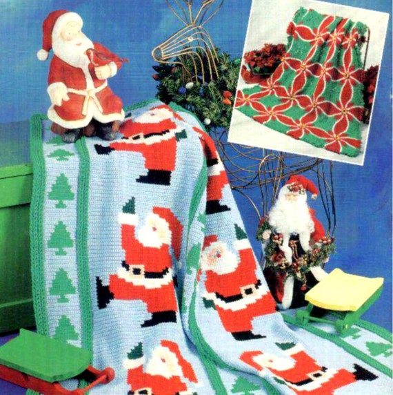 Vintage Crochet Pattern for Four Christmas Afghans Throw Etsy