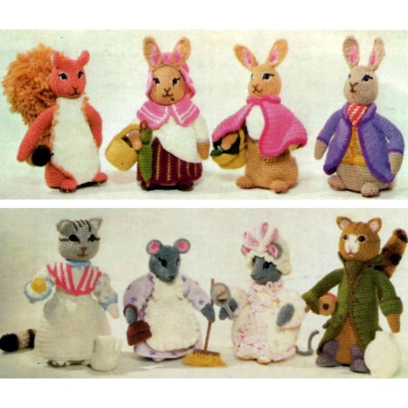 RETIREMENT SALE *** Vintage Crochet Pattern Beatrix Potter Peter Rabbit and Friends 11 Toys Toy Retro Amigurumi image 1