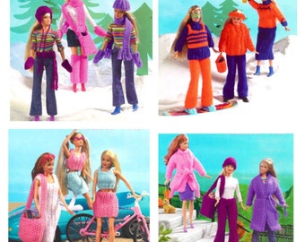 Vintage Knitting Pattern PDF  Teenage Fashion Doll Clothes  Barbie Sindy 4 Pattern Bundle