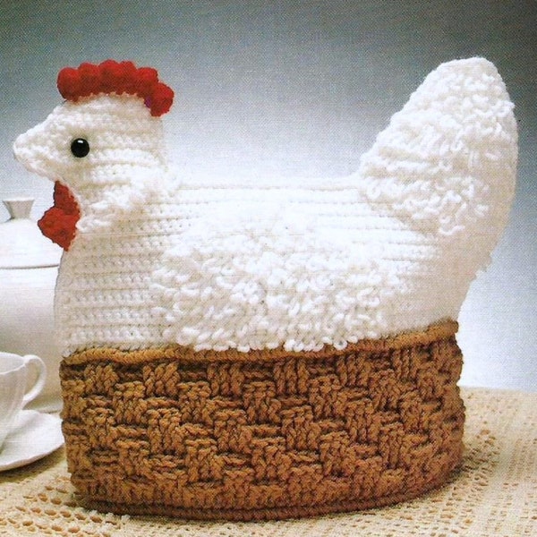 Vintage Crochet Pattern Nesting Hen  Tea Cosy Cozy Chicken Easter Country Kitchen Shabby Chic