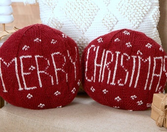 INSTANT DOWNLOAD PDF Vintage Knitting Pattern for Merry Christmas Bauble Pillows Cushions Christmas Pillow Holiday Decor Ornament Decoration