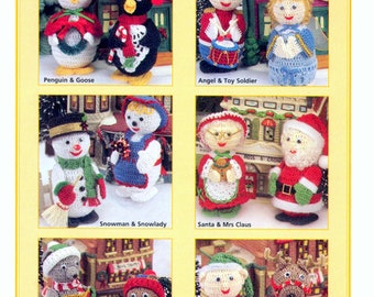 INSTANT DOWNLOAD PDF Vintage Crochet Pattern  Mini Dolls for Christmas Village   Tree Decorations Santa Reindeer