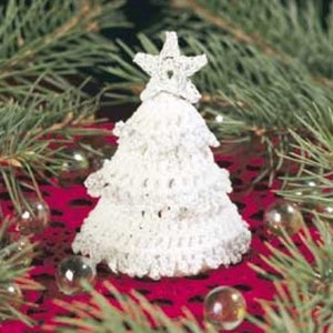Vintage Christmas Crochet Pattern  Tiny Christmas Tree  Holiday Ornament Decoration Tree Trim Thread Mini Miniature 3.25 ins