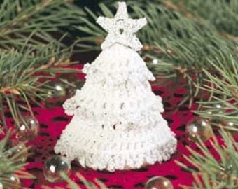 Vintage Christmas Crochet Pattern  Tiny Christmas Tree  Holiday Ornament Decoration Tree Trim Thread Mini Miniature 3.25 ins