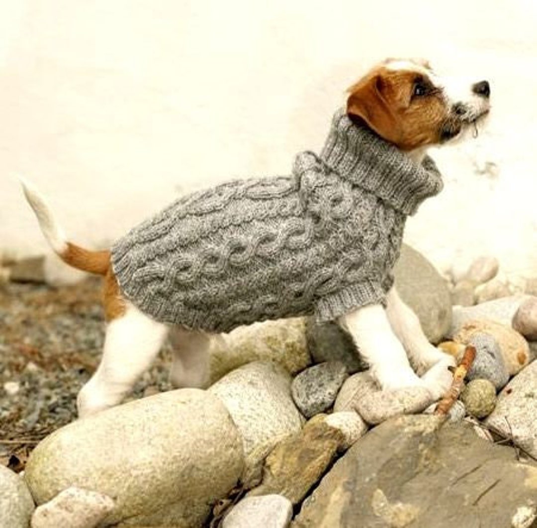 Vintage Knitting Pattern Cable Dog Sweater Coat Jumper Pet Puppy Gift XS S M Chihuahua Bichon
