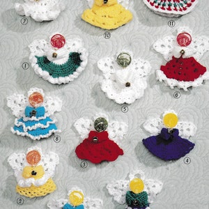 RETIREMENT SALE *** Vintage Crochet Pattern Lollipop Angels  Christmas Tree Decorations Garland Tree Trims Candy Angel Holiday Ornament