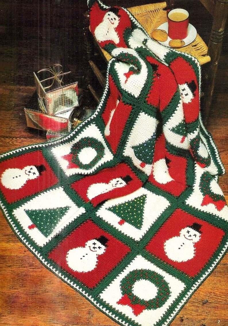 Vintage Christmas Crochet Pattern Christmas Afghan Throw Etsy