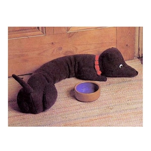 Vintage Knitting Pattern for Dachshund Dog Draft Excluder or Soft Toy Sausage Dog