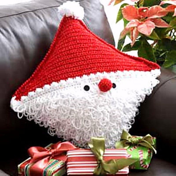INSTANT DOWNLOAD PDF Vintage Crochet Pattern for Santa Cushion  Father Christmas Pillow Holiday Decor
