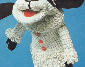 Vintage Crochet Pattern Lambchop Glove Puppet Toy Sheep Lamb Chop Retro INSTANT DOWNLOAD PDF