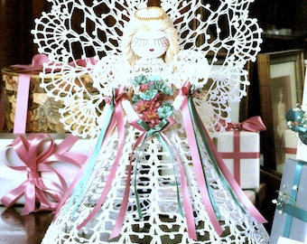 RETIREMENT SALE *** Vintage Crochet Pattern Vintage Holiday Ornaments Christmas White Thread  Christmas Tree Decorations Angel Tree Topper