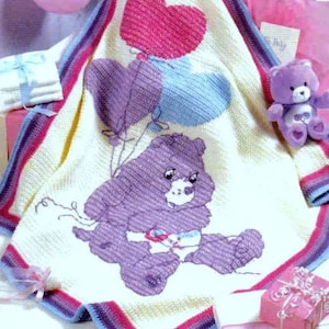 RUHESTANDSVERKAUF amp; Vintage häkeln und Kreuzstich Muster Pflege Bären afghanische Decke Tagesdecke Überwurf Kinderzimmer Dekor Kinder Afghan Six Designs