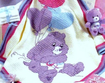 RUHESTANDSVERKAUF amp; Vintage häkeln und Kreuzstich Muster Pflege Bären afghanische Decke Tagesdecke Überwurf Kinderzimmer Dekor Kinder Afghan Six Designs