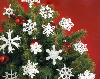 Vintage Crochet Pattern  60 Snowflakes   Christmas Tree Decorations   Tree Trims  Holiday Ornaments